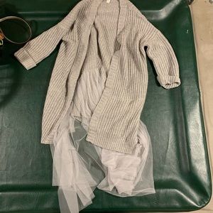 Anthropologie Amadi long tulle cable knit cardigan